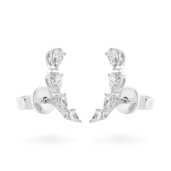 Hoa tai vàng trắng 14K gắn kim cương DOJI AFER000499F2DA1