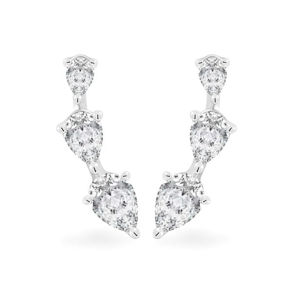 Hoa tai vàng trắng 14K gắn kim cương DOJI AFER000500F2DA1