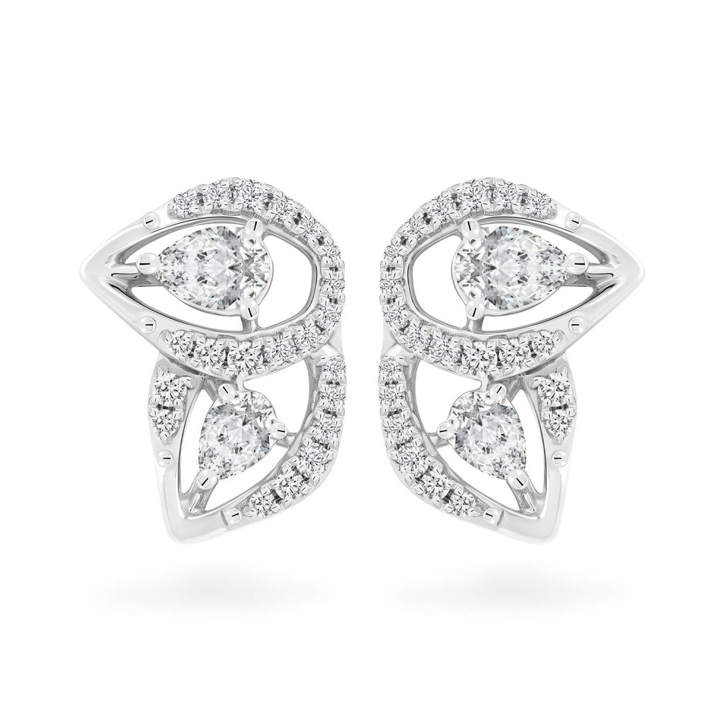 Hoa tai vàng trắng 14K gắn kim cương DOJI AFER000501F2DA1 