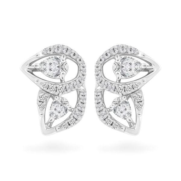 Hoa tai vàng trắng 14K gắn kim cương DOJI AFER000501F2DA1