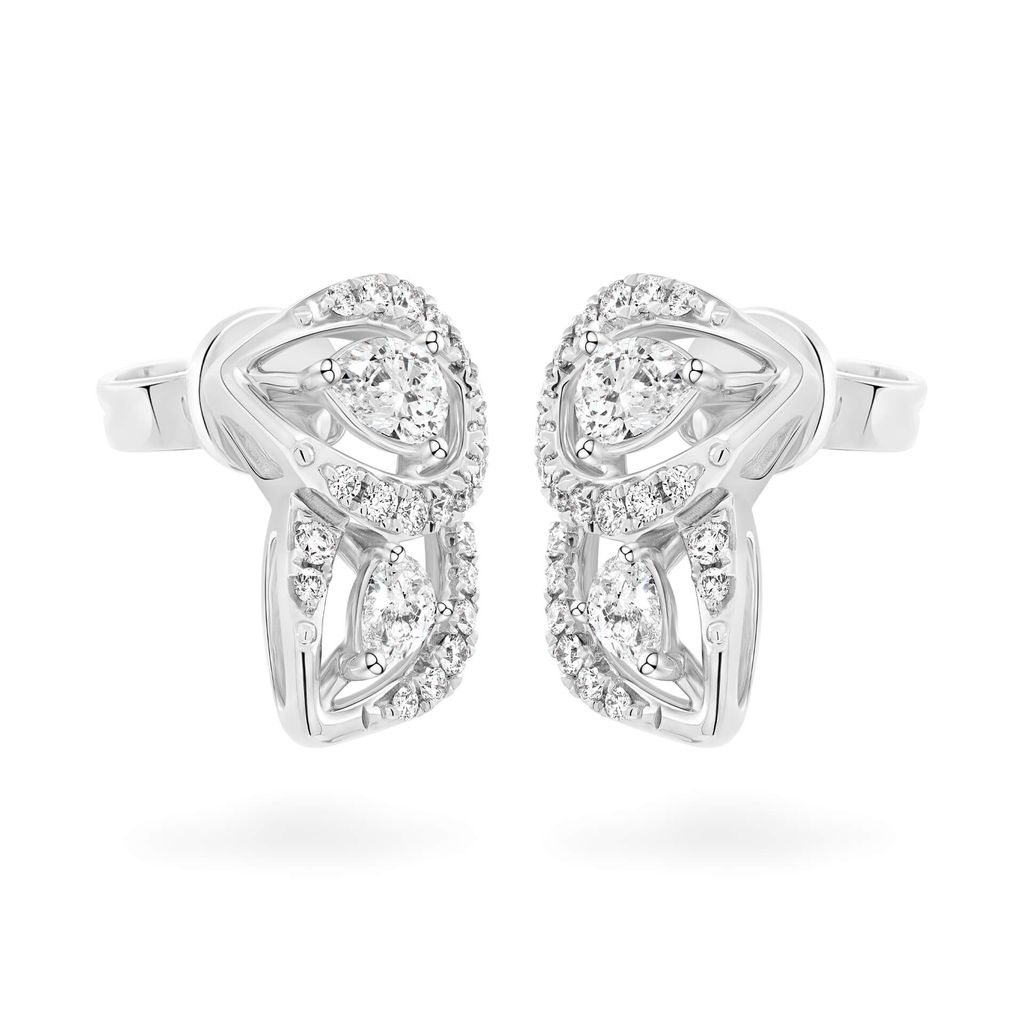 Hoa tai vàng trắng 14K gắn kim cương DOJI AFER000501F2DA1 