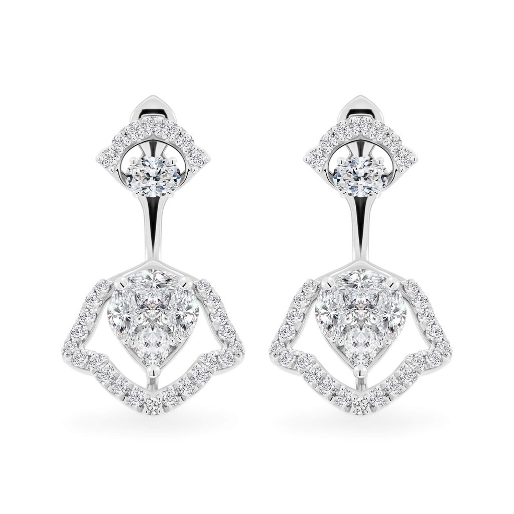 Hoa tai vàng trắng 14K gắn kim cương DOJI AFER000502F2DA1 