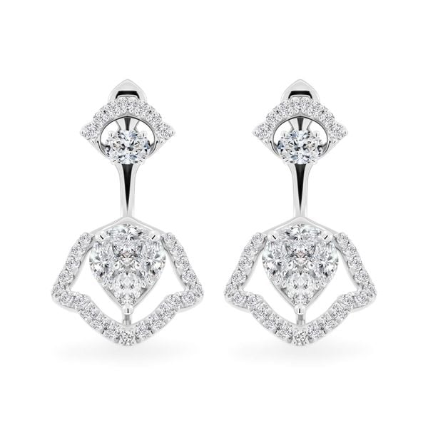 Hoa tai vàng trắng 14K gắn kim cương DOJI AFER000502F2DA1