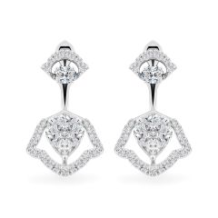 Hoa tai vàng trắng 14K gắn kim cương DOJI AFER000502F2DA1