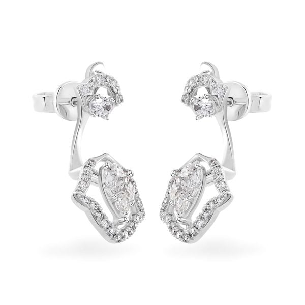 Hoa tai vàng trắng 14K gắn kim cương DOJI AFER000502F2DA1