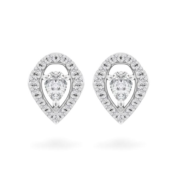 Hoa tai vàng trắng 14K gắn kim cương DOJI AFER000509F2DA1