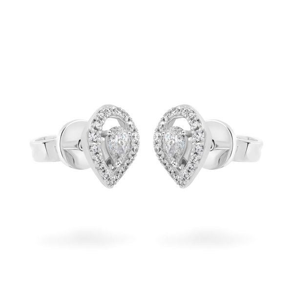 Hoa tai vàng trắng 14K gắn kim cương DOJI AFER000509F2DA1