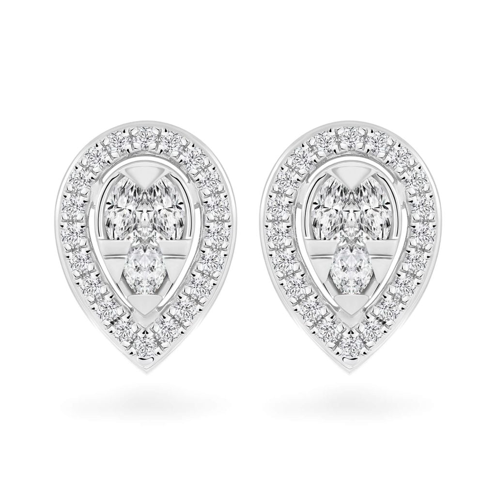 Hoa tai vàng trắng 14K gắn kim cương DOJI AFER000510F2DA1 