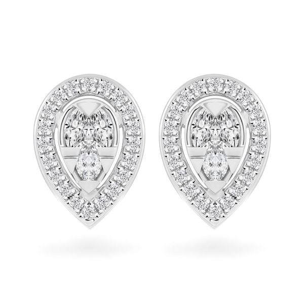 Hoa tai vàng trắng 14K gắn kim cương DOJI AFER000510F2DA1