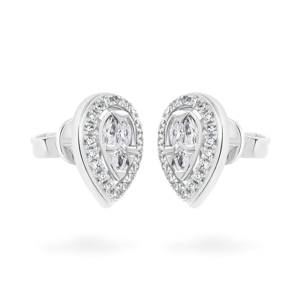 Hoa tai vàng trắng 14K gắn kim cương DOJI AFER000510F2DA1 