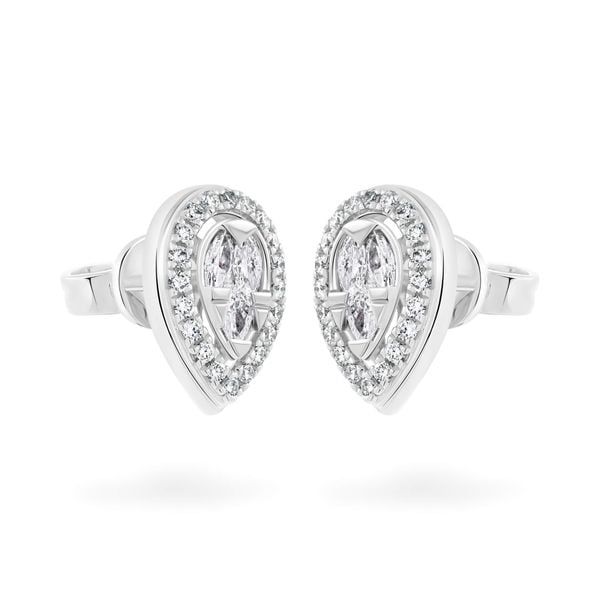 Hoa tai vàng trắng 14K gắn kim cương DOJI AFER000510F2DA1