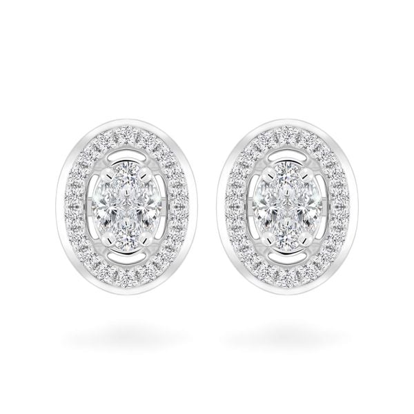 Hoa tai vàng trắng 14K gắn kim cương DOJI AFER000511F2DA1