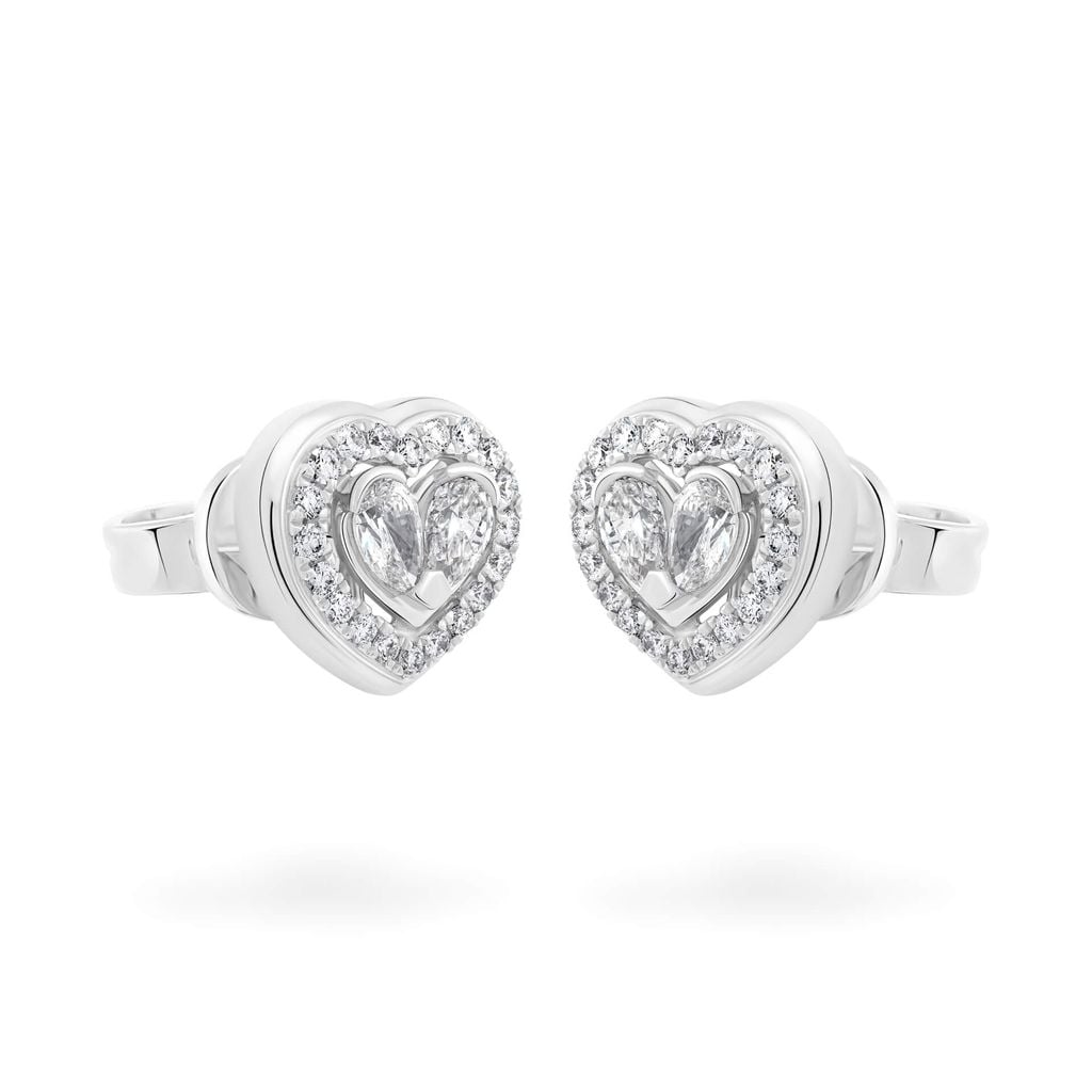 Hoa tai vàng trắng 14K gắn kim cương DOJI AFER000512F2DA1 