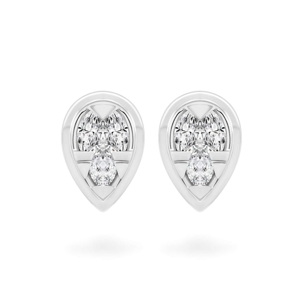 Hoa tai vàng trắng 14K gắn kim cương DOJI AFER000513F2DA1 