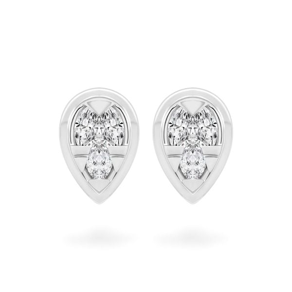 Hoa tai vàng trắng 14K gắn kim cương DOJI AFER000513F2DA1