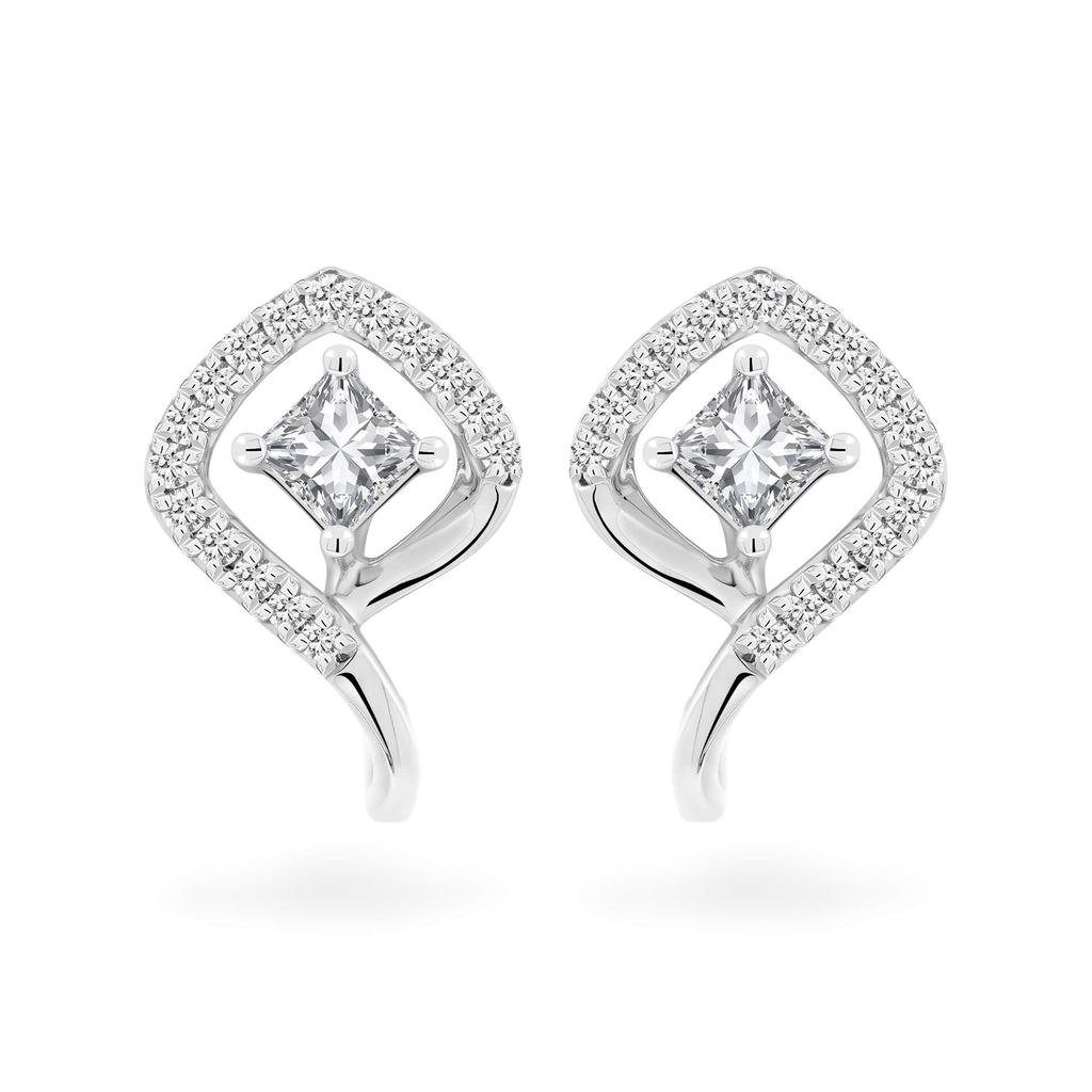 Hoa tai vàng trắng 14K gắn kim cương DOJI AFER000516F2DA1 