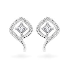 Hoa tai vàng trắng 14K gắn kim cương DOJI AFER000516F2DA1