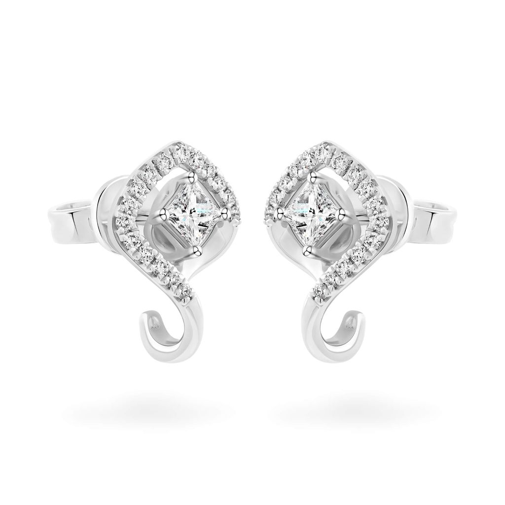 Hoa tai vàng trắng 14K gắn kim cương DOJI AFER000516F2DA1 