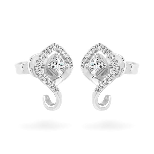 Hoa tai vàng trắng 14K gắn kim cương DOJI AFER000516F2DA1