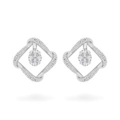 Hoa tai vàng trắng 14K gắn kim cương DOJI AFER000517F2DA1