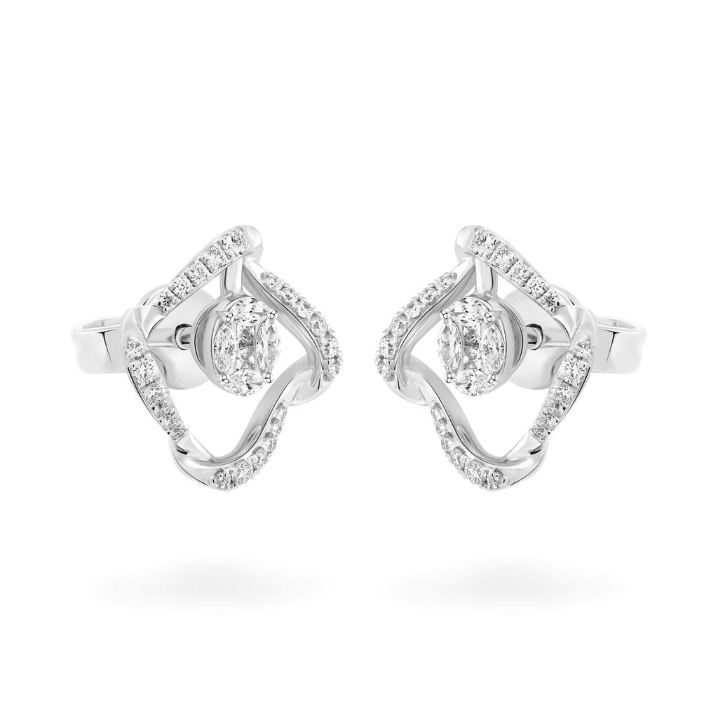 Hoa tai vàng trắng 14K gắn kim cương DOJI AFER000517F2DA1 