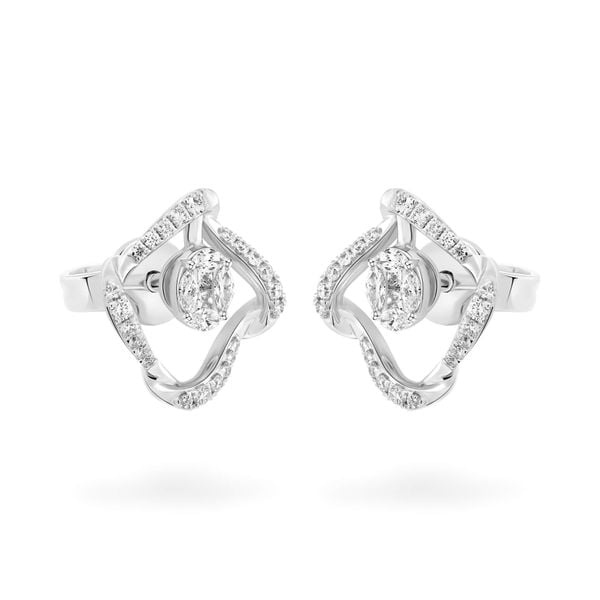 Hoa tai vàng trắng 14K gắn kim cương DOJI AFER000517F2DA1