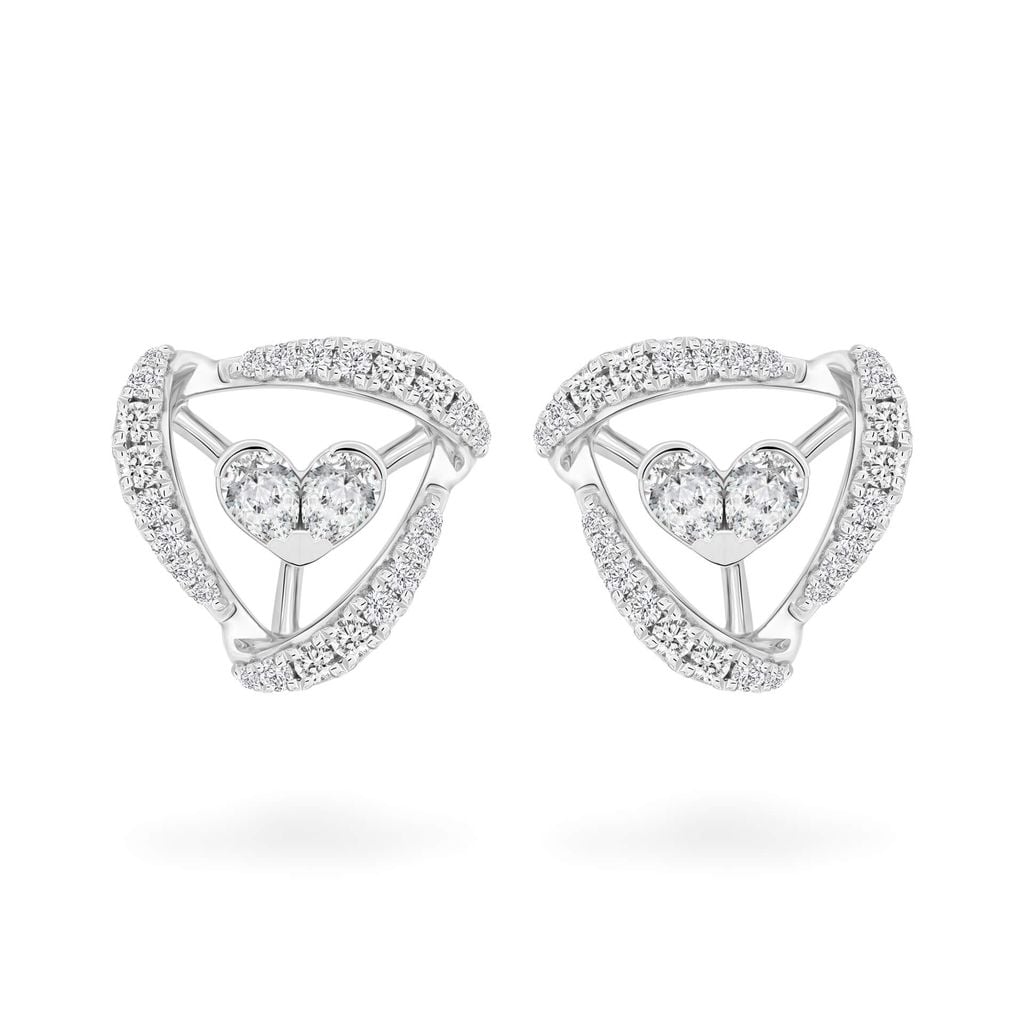 Hoa tai vàng trắng 14K gắn kim cương DOJI AFER000518F2DA1 