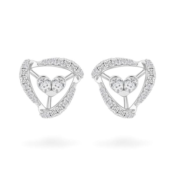 Hoa tai vàng trắng 14K gắn kim cương DOJI AFER000518F2DA1