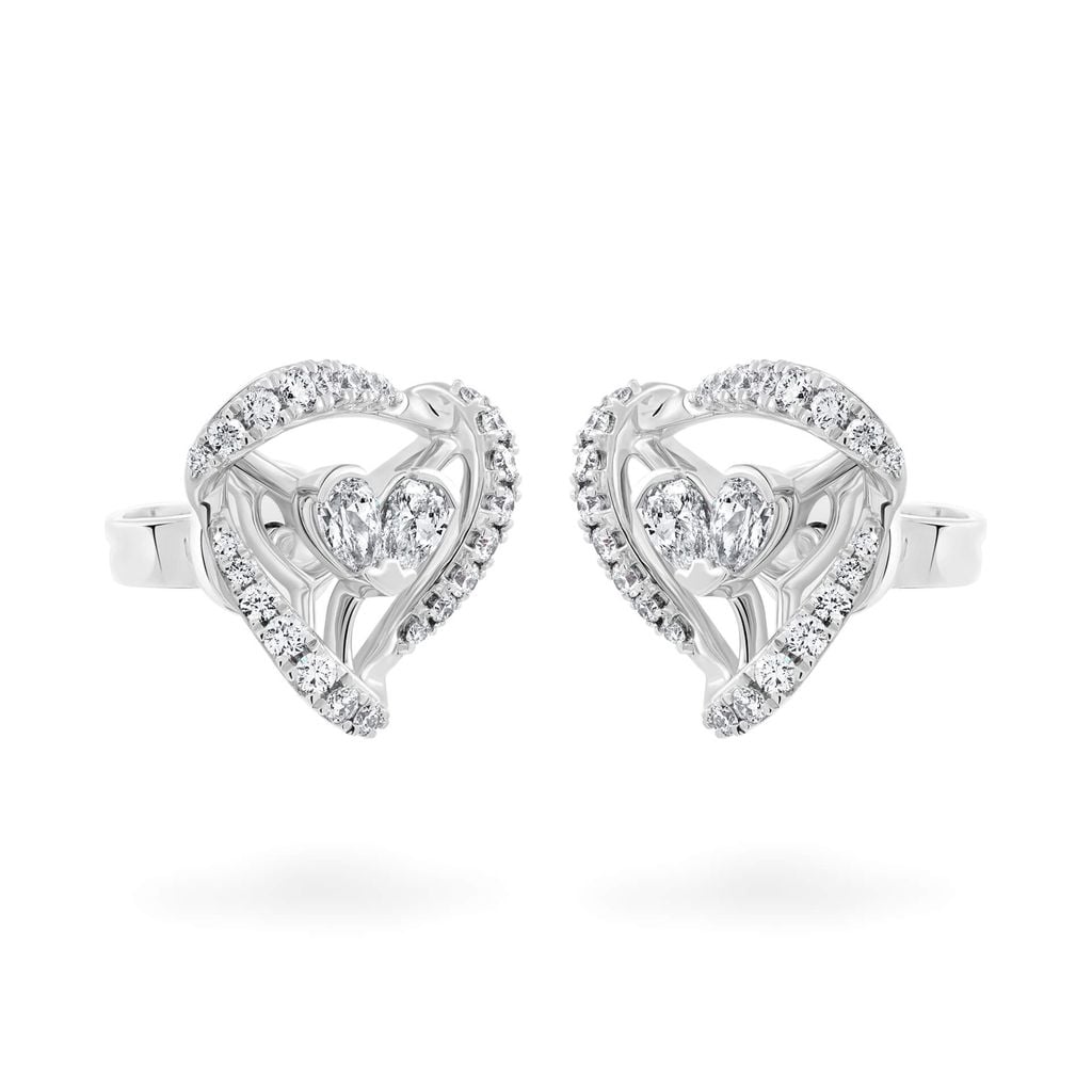 Hoa tai vàng trắng 14K gắn kim cương DOJI AFER000518F2DA1 