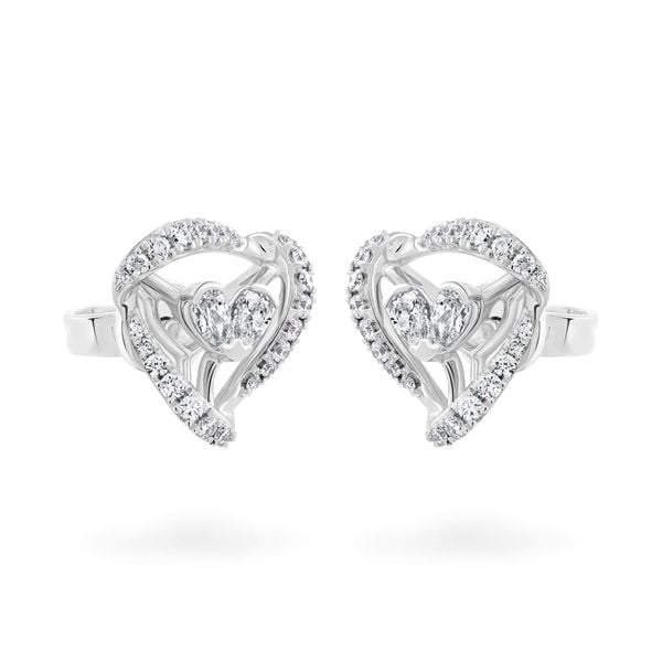 Hoa tai vàng trắng 14K gắn kim cương DOJI AFER000518F2DA1