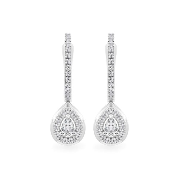 Hoa tai vàng trắng 14K gắn kim cương DOJI AFER000519F2DA1