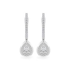 Hoa tai vàng trắng 14K gắn kim cương DOJI AFER000519F2DA1