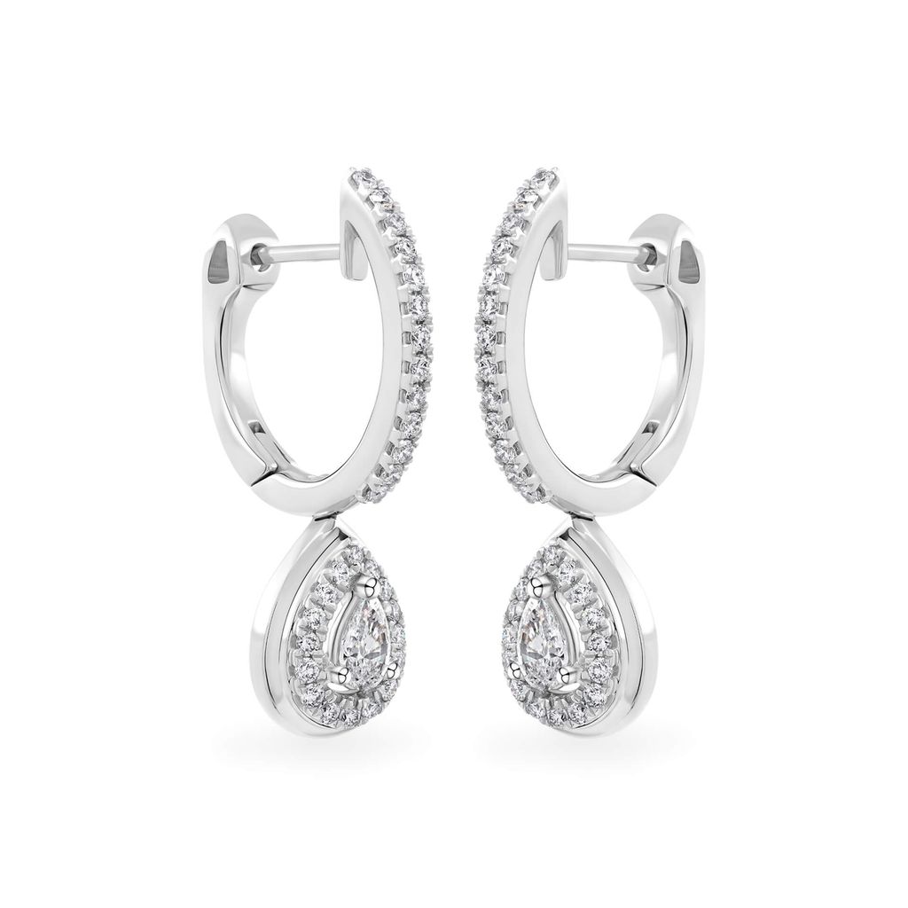 Hoa tai vàng trắng 14K gắn kim cương DOJI AFER000519F2DA1 