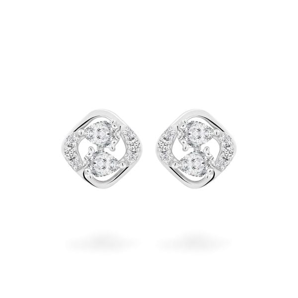 Hoa tai vàng trắng 14K gắn kim cương DOJI AFER000527F2DA1