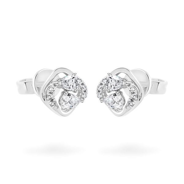 Hoa tai vàng trắng 14K gắn kim cương DOJI AFER000527F2DA1