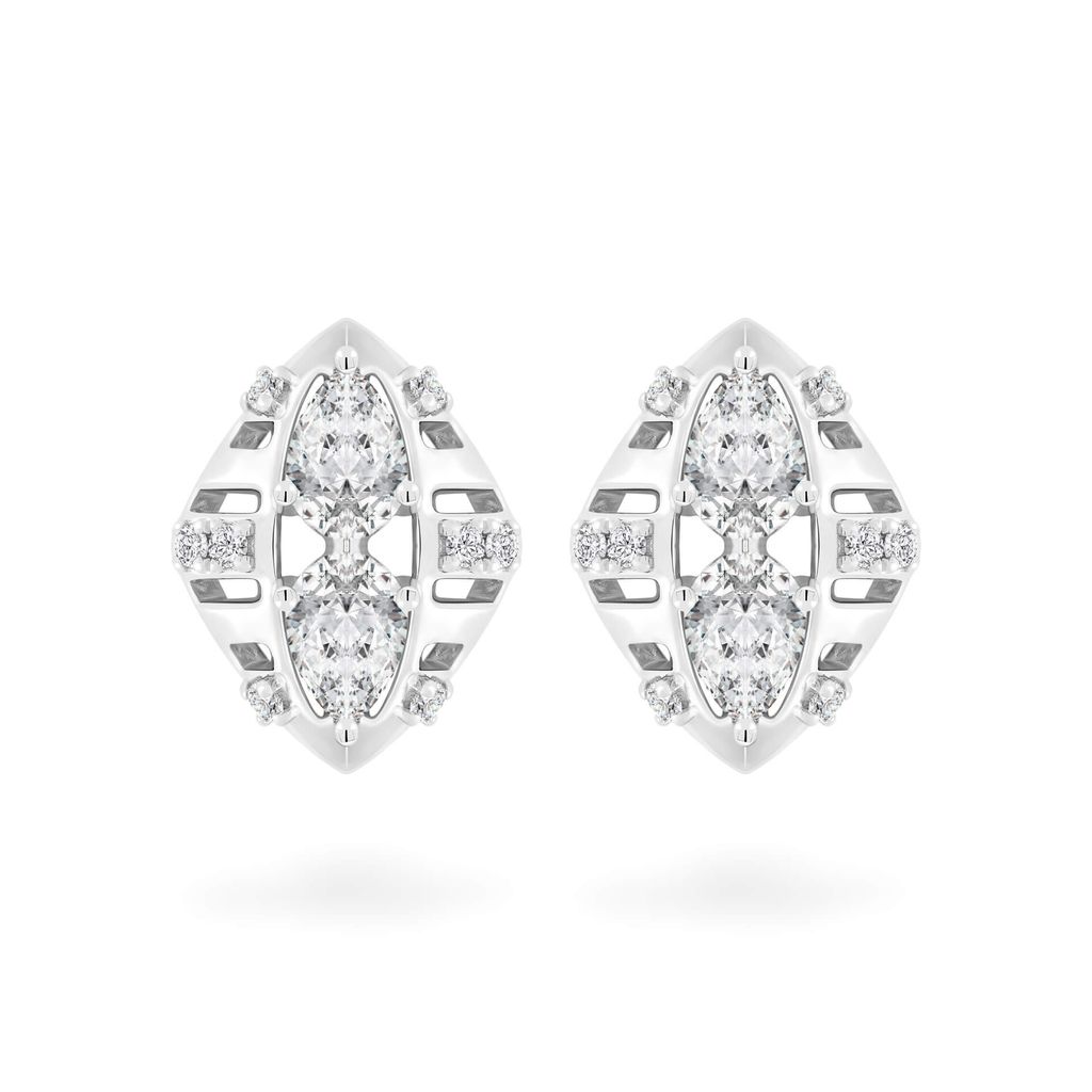 Hoa tai vàng trắng 14K gắn kim cương DOJI AFER000528F2DA1 