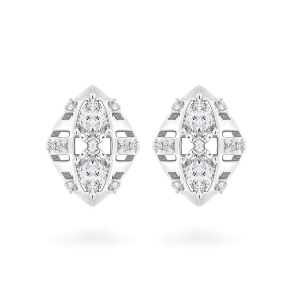 Hoa tai vàng trắng 14K gắn kim cương DOJI AFER000528F2DA1