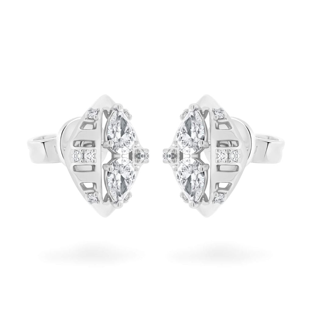 Hoa tai vàng trắng 14K gắn kim cương DOJI AFER000528F2DA1 