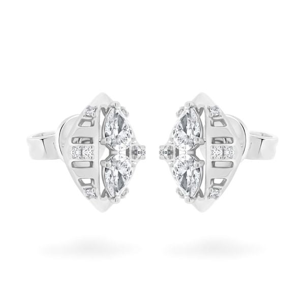 Hoa tai vàng trắng 14K gắn kim cương DOJI AFER000528F2DA1