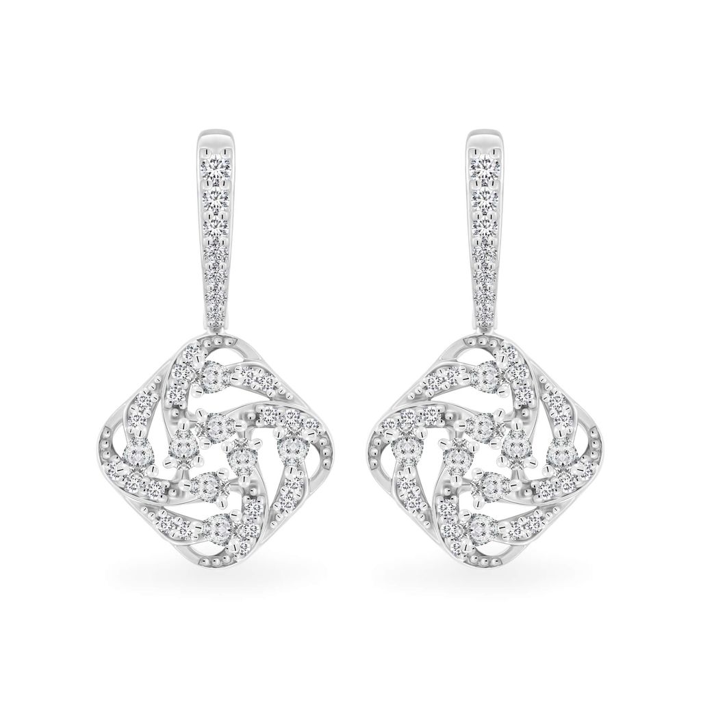 Hoa tai vàng trắng 14K gắn kim cương DOJI AFER000531F2DA1 