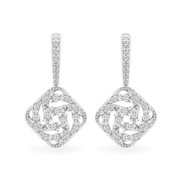 Hoa tai vàng trắng 14K gắn kim cương DOJI AFER000531F2DA1