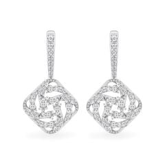 Hoa tai vàng trắng 14K gắn kim cương DOJI AFER000531F2DA1