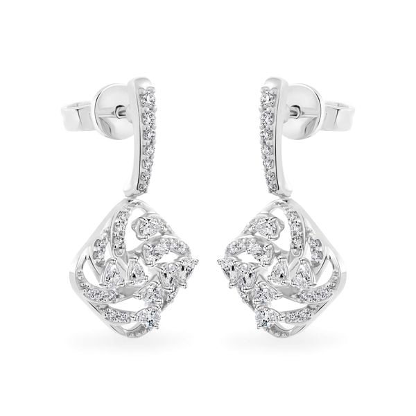 Hoa tai vàng trắng 14K gắn kim cương DOJI AFER000531F2DA1