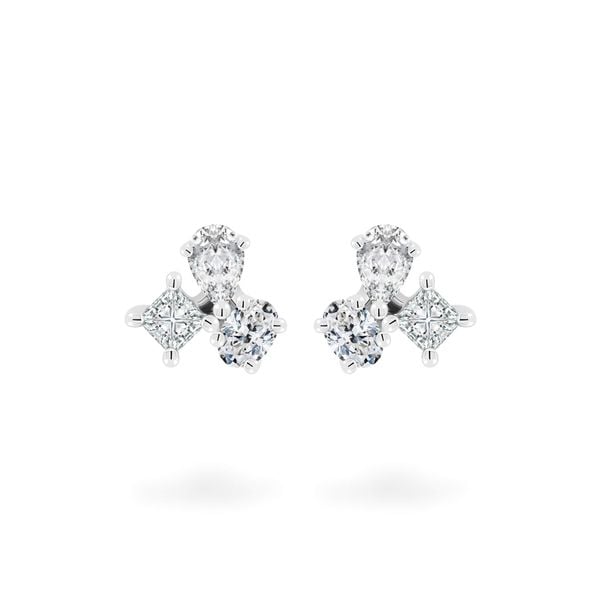 Hoa tai vàng trắng 14K gắn kim cương DOJI AFER000532F2DA1