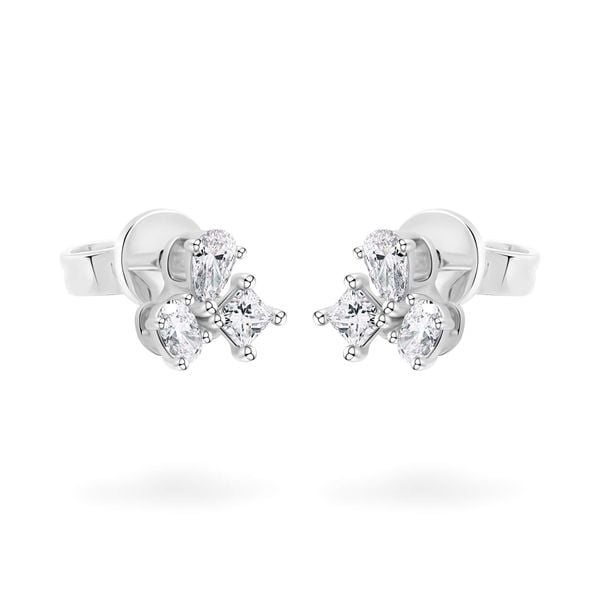 Hoa tai vàng trắng 14K gắn kim cương DOJI AFER000532F2DA1