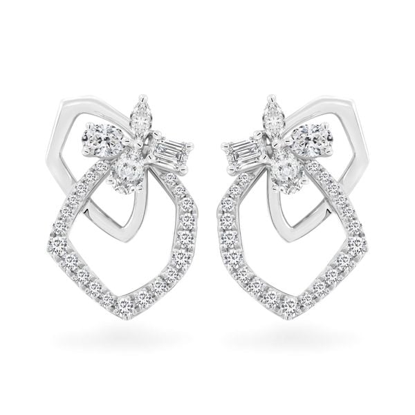 Hoa tai vàng trắng 14K gắn kim cương DOJI AFER000533F2DA1