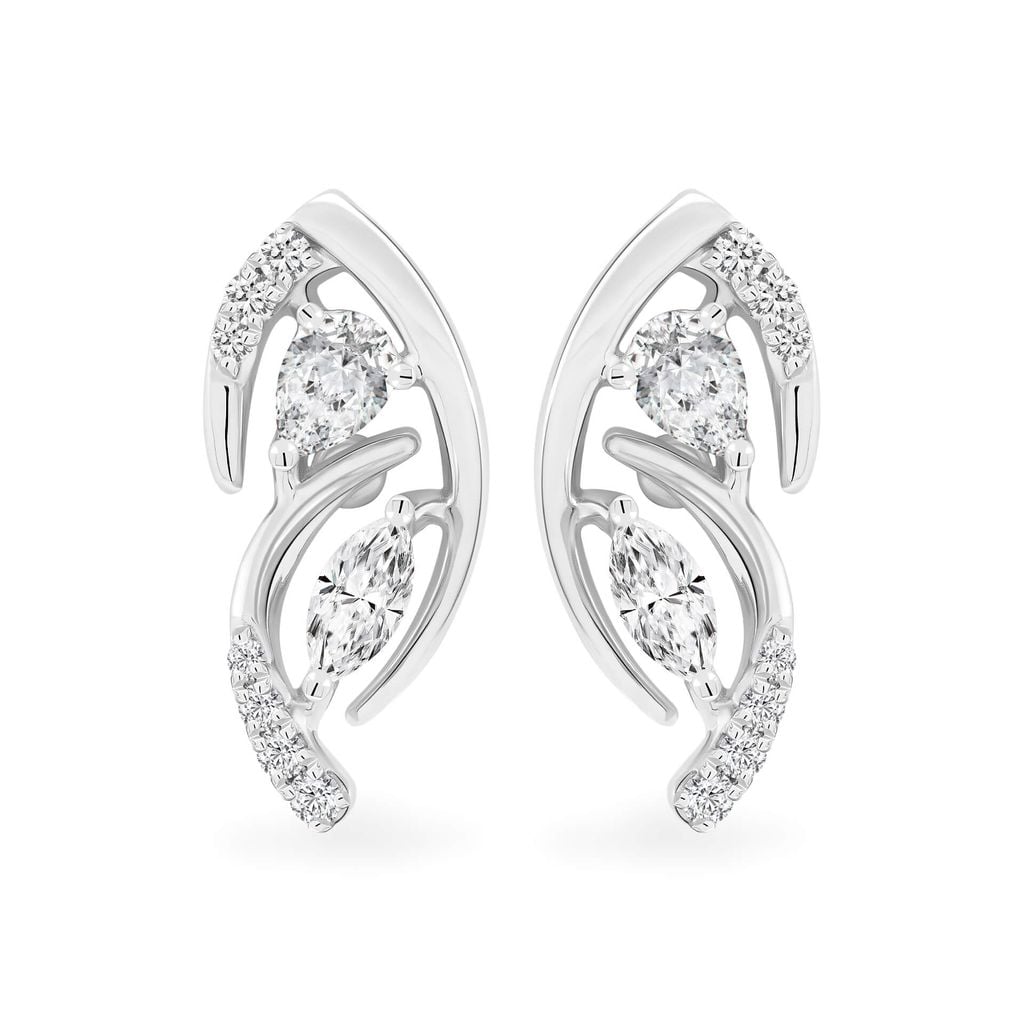 Hoa tai vàng trắng 14K gắn kim cương DOJI AFER000534F2DA1 