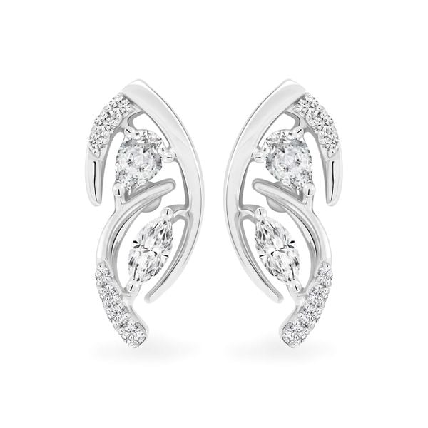 Hoa tai vàng trắng 14K gắn kim cương DOJI AFER000534F2DA1