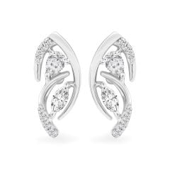 Hoa tai vàng trắng 14K gắn kim cương DOJI AFER000534F2DA1