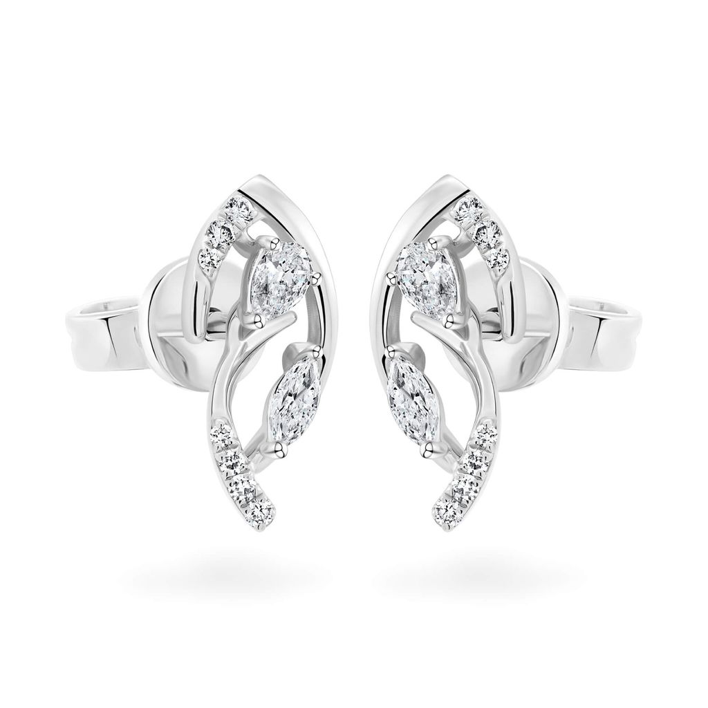 Hoa tai vàng trắng 14K gắn kim cương DOJI AFER000534F2DA1 